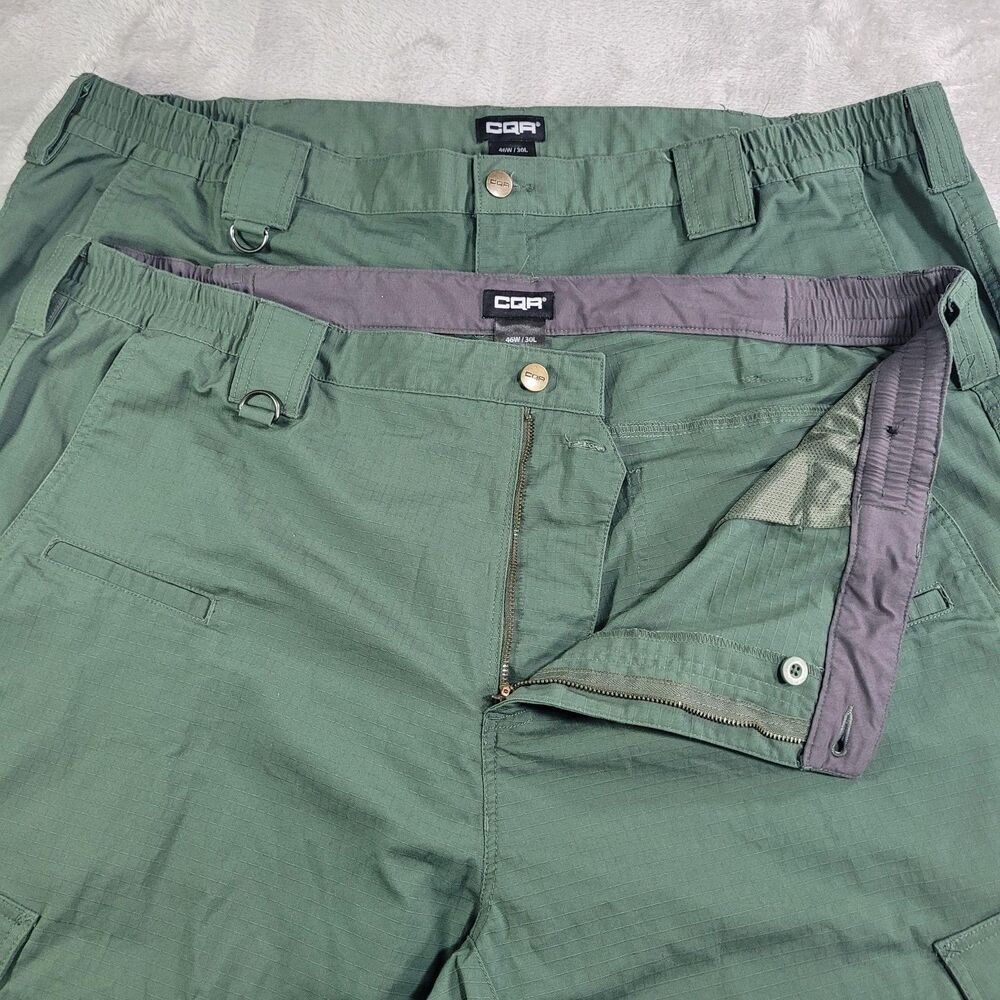 CQR Cargo Pants Mens 46x30 Green Ripstop Relaxed Fit Stretch Workwear Lot of 2